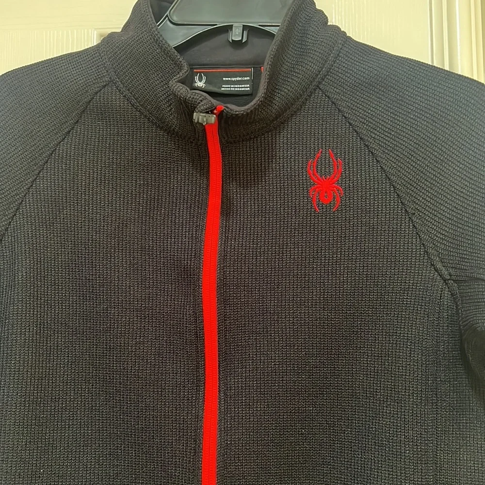 Spyder Black and Red‎ Full Zip Thermal Jacket Youth Size L14/16